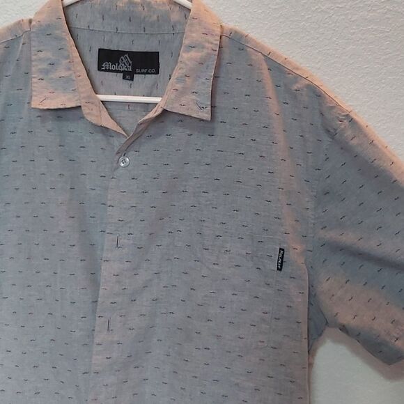 Molokai Grey Men's Button Up Mustache Shirt XL - Picture 3 of 5